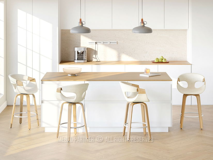 Barová židle Korala (krémová + dub)