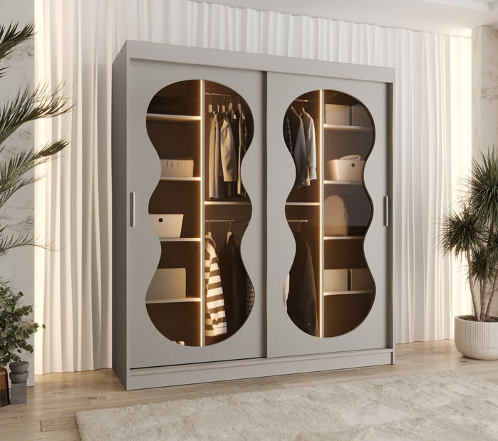 Šatní skříň 180 cm Boomer 3 (kašmír) (s osvětlením)