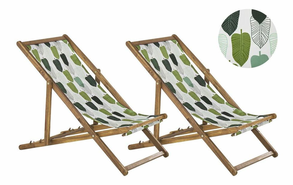 Set 2 ks zahradních lehátek s náhradními potahy Antio (bílá + zelená)