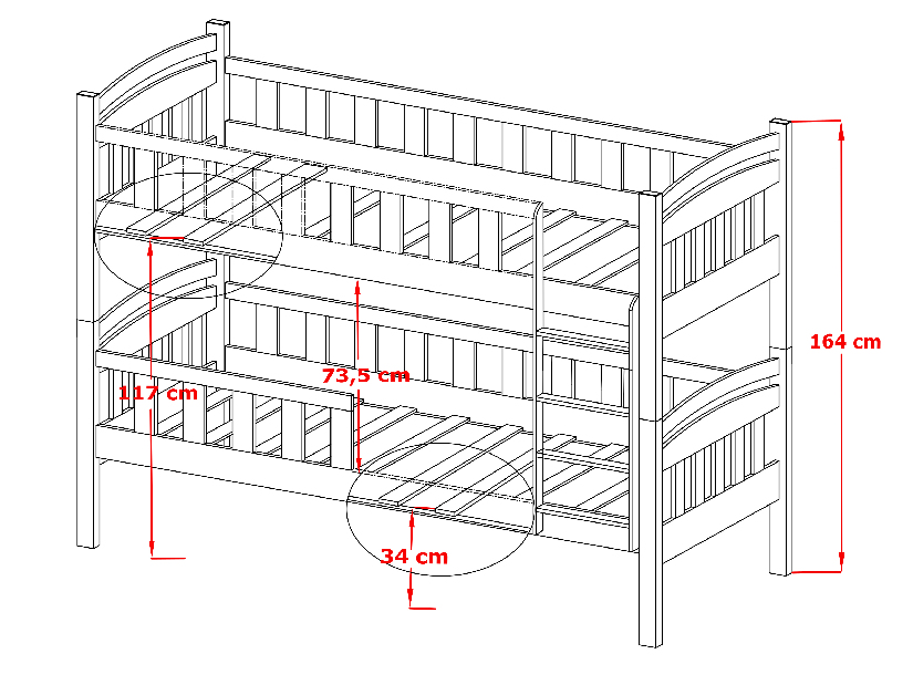 Dětská postel 90 cm Antone (s roštem a úl. prostorem) (bílá)