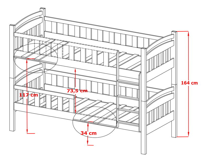 Dětská postel 90 cm Antone (s roštem a úl. prostorem) (bílá)