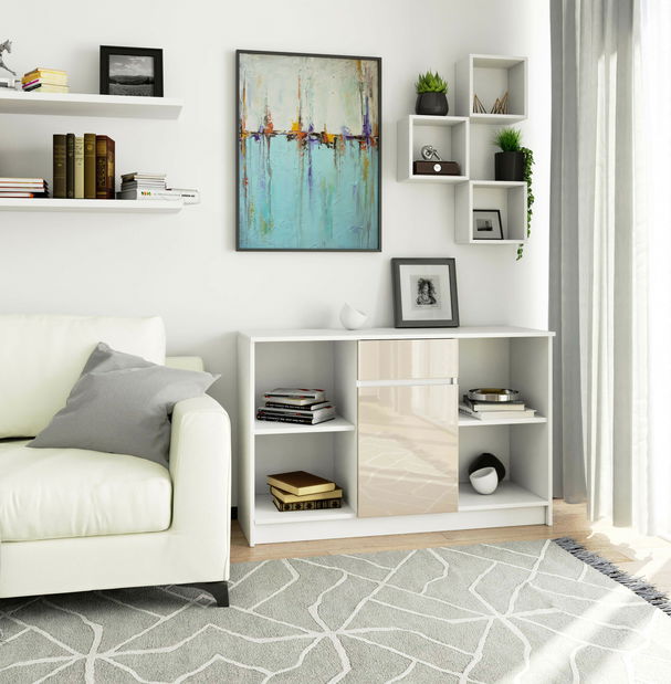 Komoda Briar (bílá + cappuccino lesk)