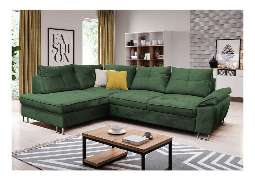Rohová sedačka Fanille (smaragdová) (L)