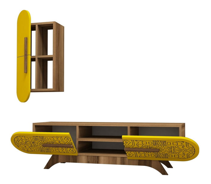 Obývací stěna Dolphie 1 (Ořech + Žlutá)