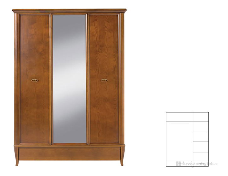 Šatní skříň BRW Orland SZF3D1S/140 (Třešeň Orlando)