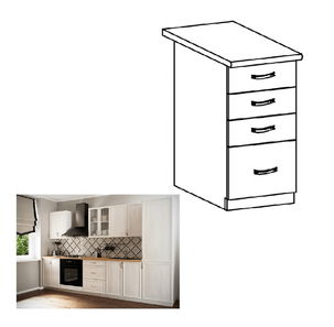 Dolní kuchyňská skříňka D40S4 Sillina (sosna andersen)