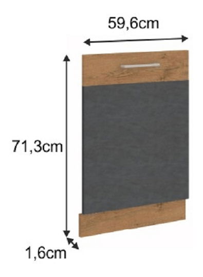 Dvířka na vestavnou myčku nádobí 713x596 Velaga (šedá matná + dub lancelot)