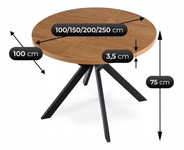 Rozkládací jídelní stůl Lavar (dub zlatý) (pro 4-10 osob)