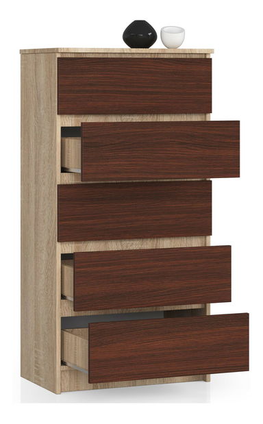 Komoda Kalista V (dub sonoma + wenge)