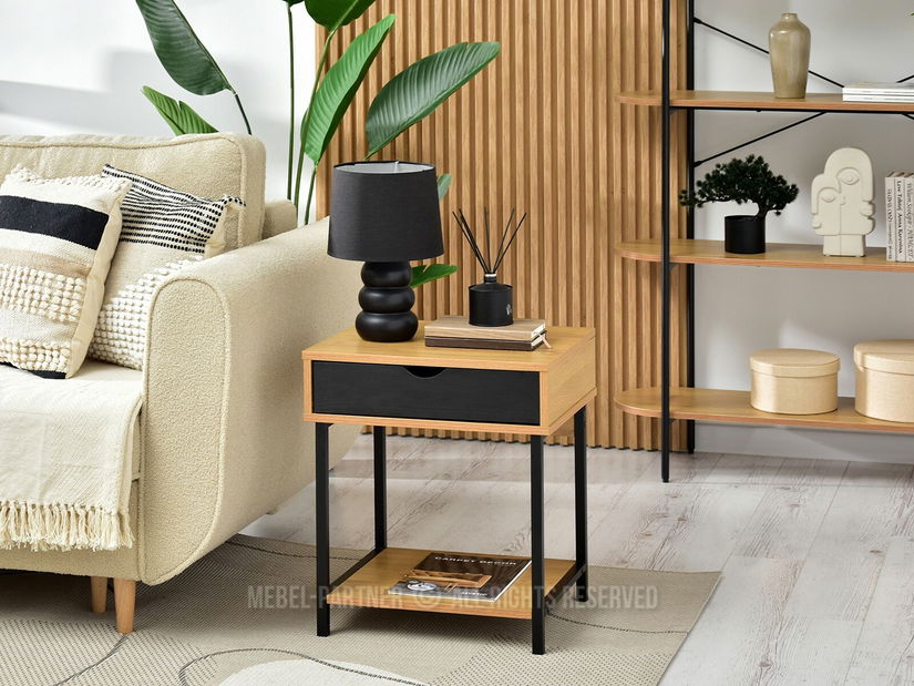Noční stolek Emmo (dub + černá)