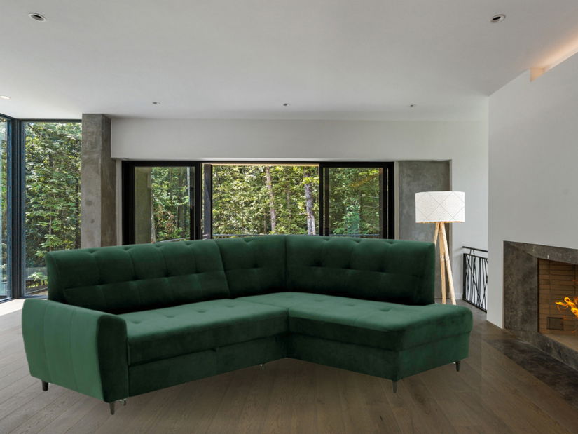 Rohová sedačka Asana (tmavě zelená) (P)