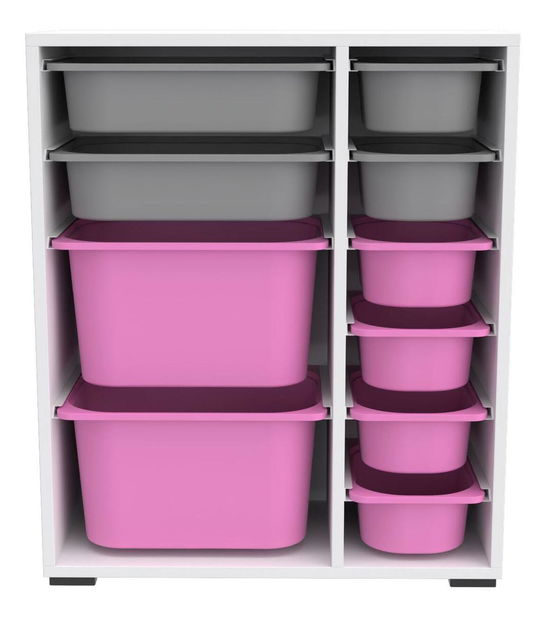 Organizér na hračky Dremonka 10 (bílá + šedá + růžová)