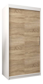 Šatní skříň 100 cm Toki (Bílá matná + Dub sonoma)