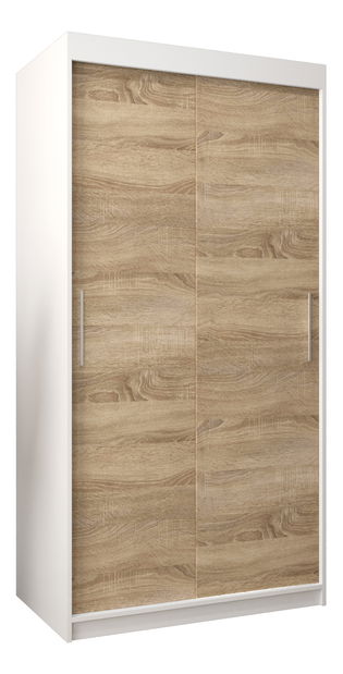 Šatní skříň 100 cm Toki (Bílá matná + Dub sonoma)