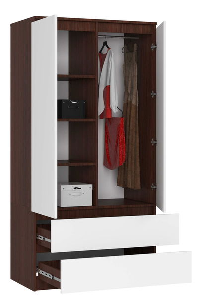 Šatní skříň Safwan (wenge + bílá)
