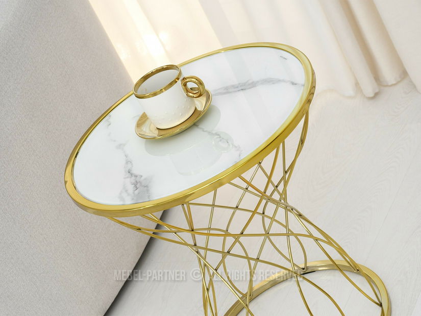 Konferenční stolek Favorezcan (mramor + zlatá)