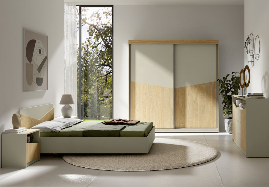 Ložnice Avain (světlobéžová + dub olejovaný)