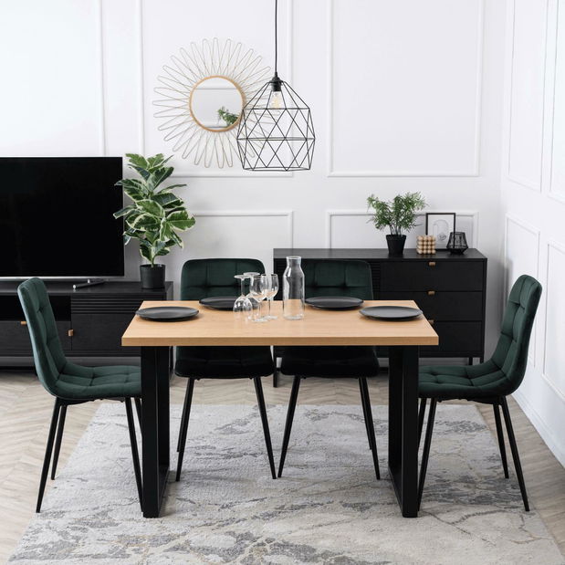 Jídelní stůl Varon (dub + černá) (pro 6 osob)