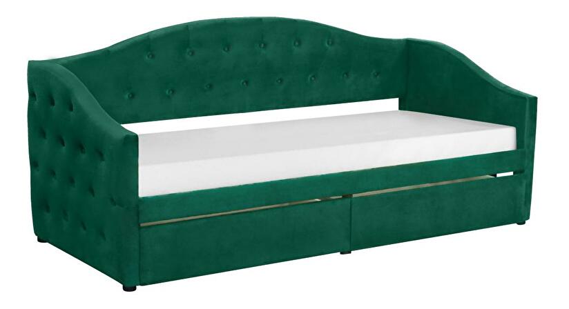 Jednolůžková postel (válenda) 90 cm Zonas (zelená) (s roštem) (s úl. prostorem)