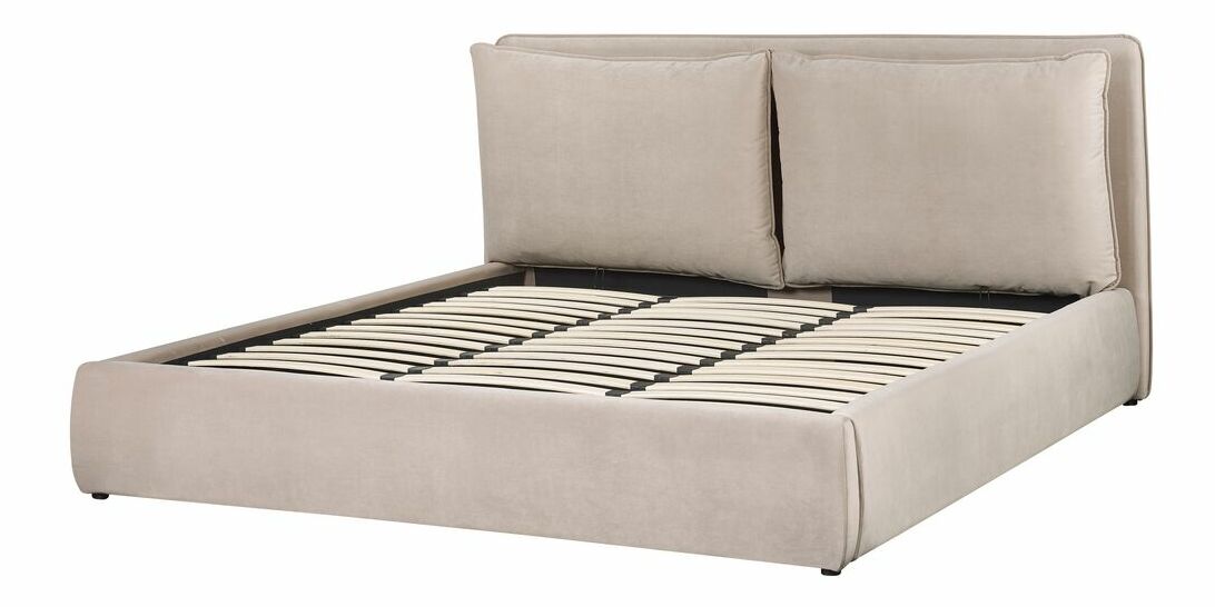 Manželská postel 180 cm Berit (béžová) (s roštem) (s úl. prostorem)