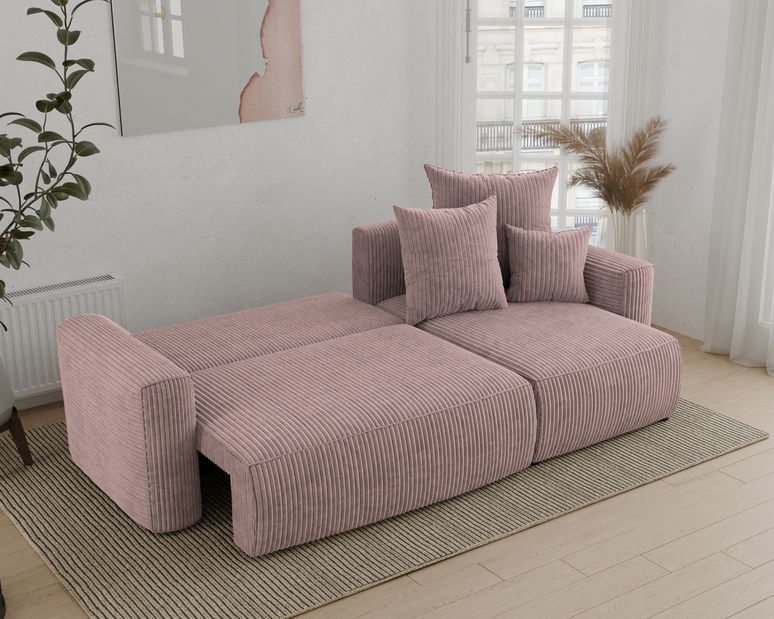 Rohová sedačka Denia (P) (pudrově růžová)