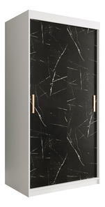 Šatní skříň 100 cm Marbelo T (matná bílá + černý mramor)