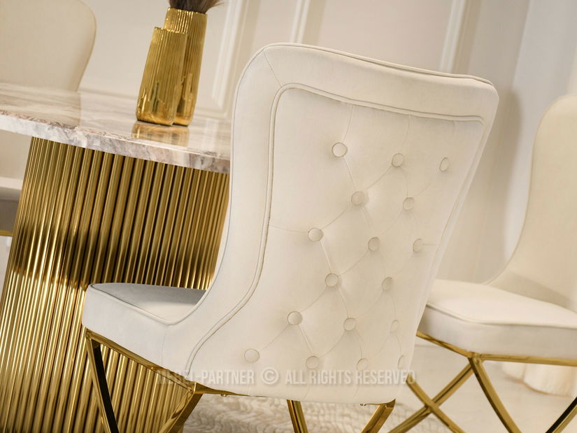 Jídelní židle Norsar (béžová + zlatá)