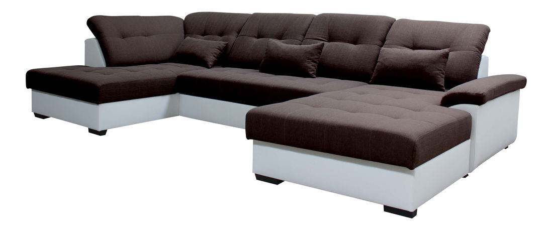 Rohová sedací souprava U Milton LB+2F+L (tmavě hnědá + bílá) (P)