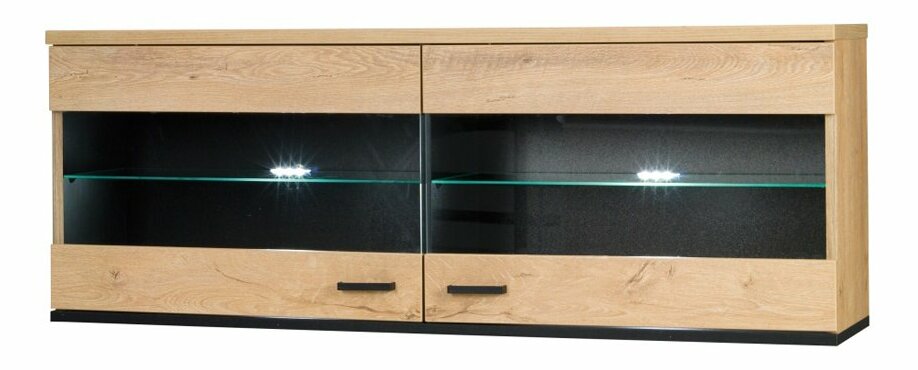 Vitrína na stěnu Joyce J9 (dub lefkas + černá)