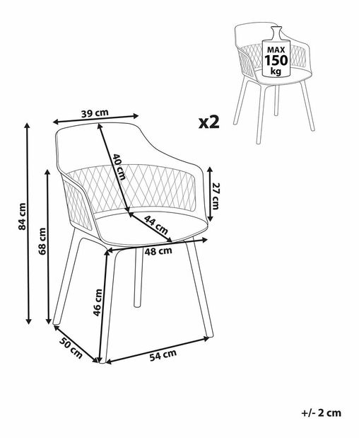 Set 2 ks jídelních židlí Anneli (bílá) *výprodej