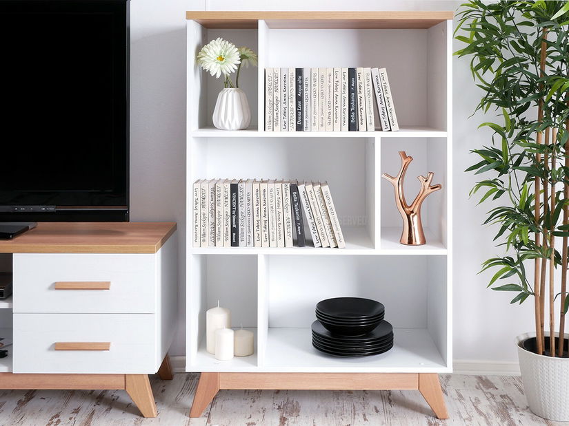 Obývací stěna Bajas 04 (bílá + dub)