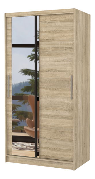 Šatní skříň Beral (dub sonoma) (se zrcadlem)