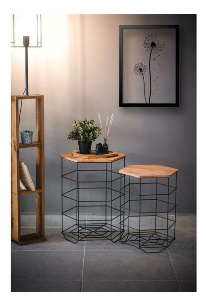 Konferenční stolek Lusamu (dub + černá)