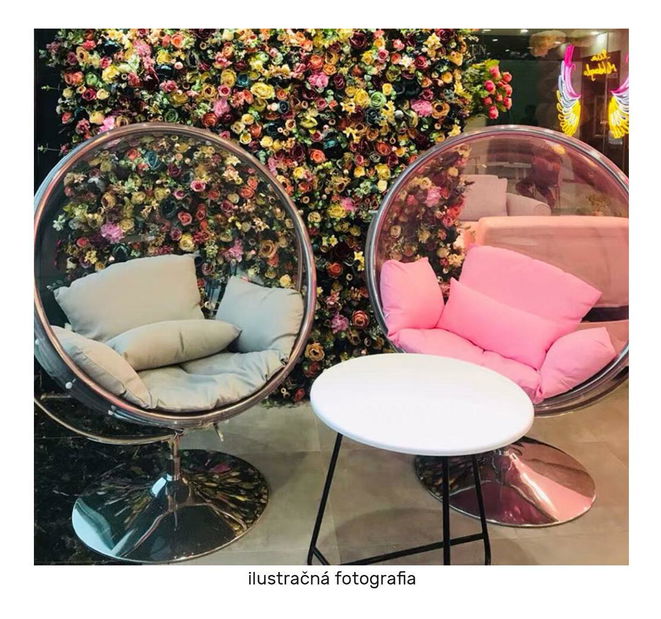 Závěsné houpací křeslo Belgica 2 (transparentní + zlatá + šedá)