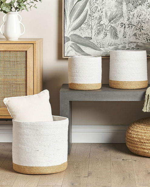 Set 3 ks úložných košů Benicio (béžová + bílá)