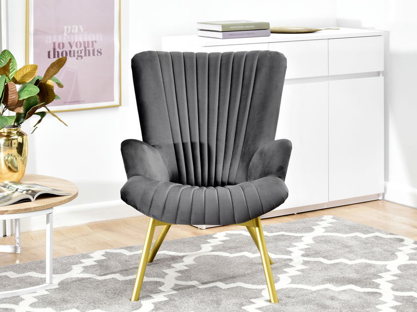 Relaxační křeslo Lanzaris (grafitová + zlatá)