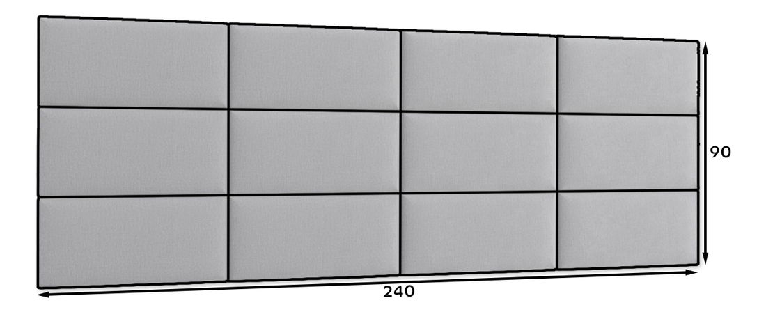 Set 12 čalouněných panelů Quadra 240x90 cm (modrá)