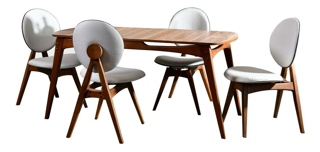 Jídelní set Toukuta (Ořech + Krémová)