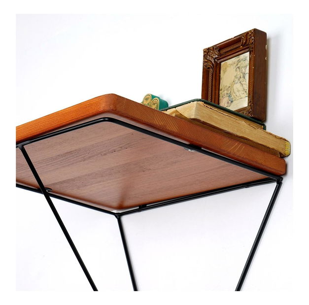 Dekorativní nástěnná police Duvelo 7 (ořech + černá)