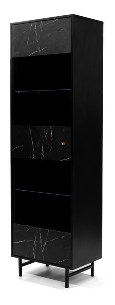 Vitrína Verona WIT60 (černá + černý mramor)