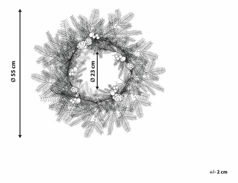 Věnec na dveře ø 55 cm Whitney (zelená) (s osvětlením)