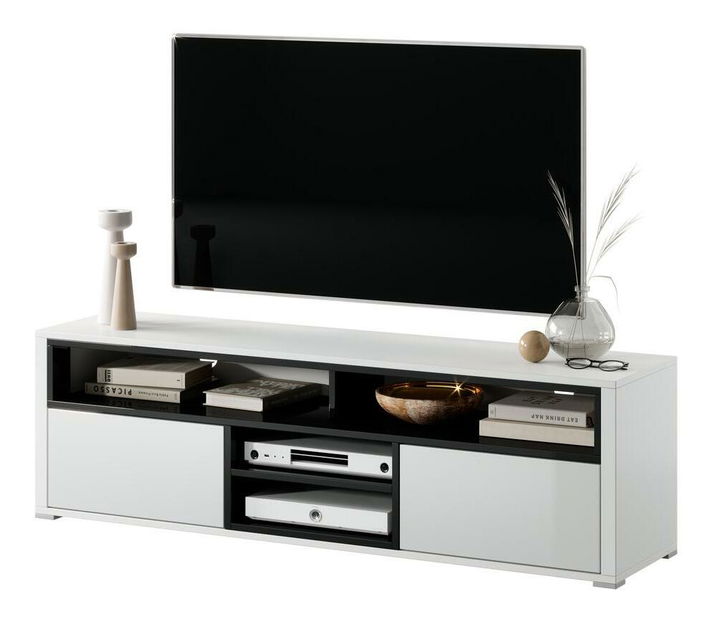 TV skříňka/stolek Lokky (s osvětlením) (černá)