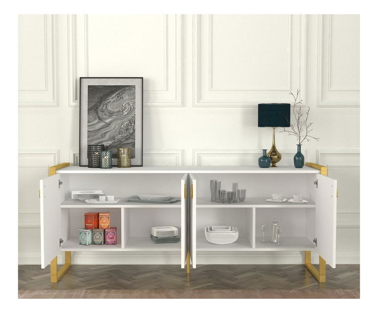 Konzolový stolek Nubulo 1 (bílá + zlatá)