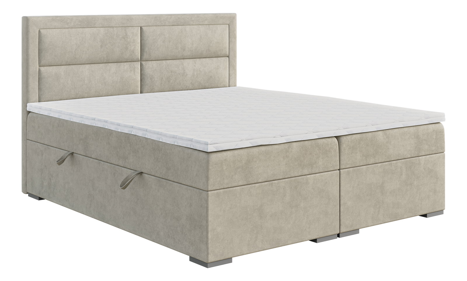 Boxspring postel 160 cm Menorra (světlobéžová) (s matrací a úl. prostorem)