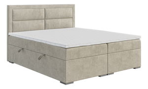 Boxspring postel 160 cm Menorra (světlobéžová) (s matrací a úl. prostorem)