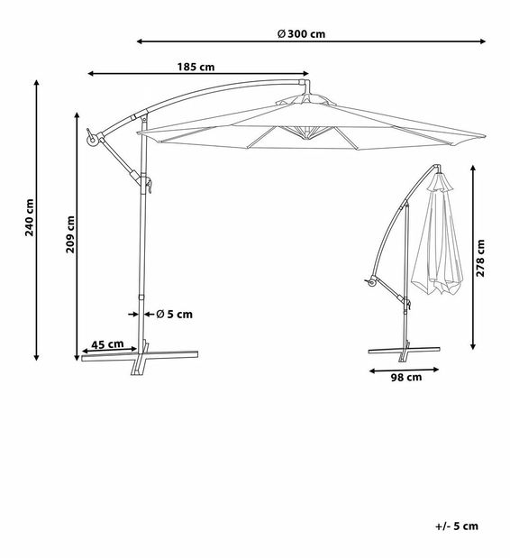 Zahradní slunečník RAVERA (tmavě šedá)
