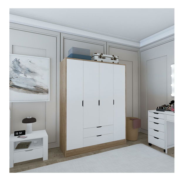 Šatní skříň Nisae 18 (světlá ořechová bílá)