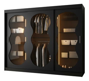 Šatní skříň 250 cm Boomer 3 (černá) (s osvětlením)