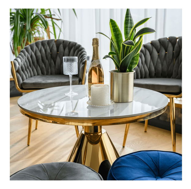 Konferenční stolek Greys 2 (zlatá + bílý mramor)