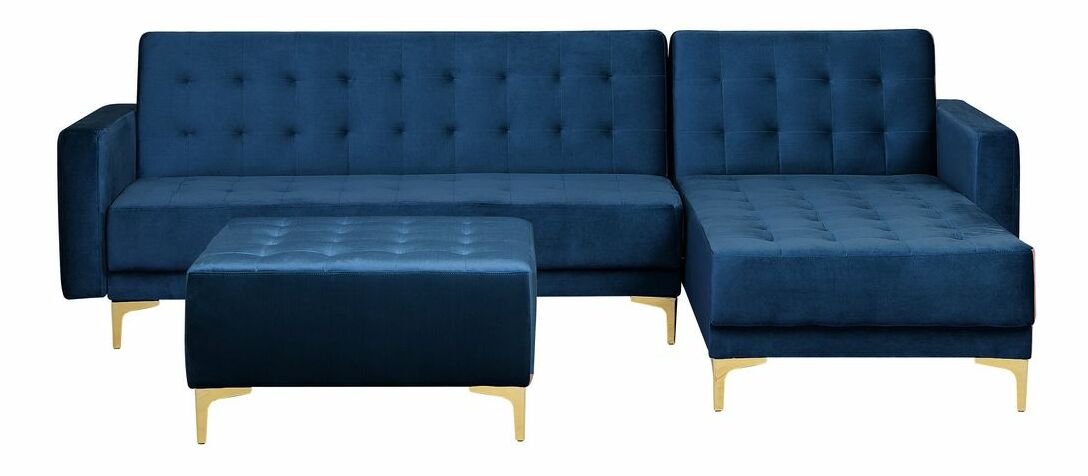 Rohová sedací souprava Aberlady 4 (námořnická modrá) (s taburetem) (P)